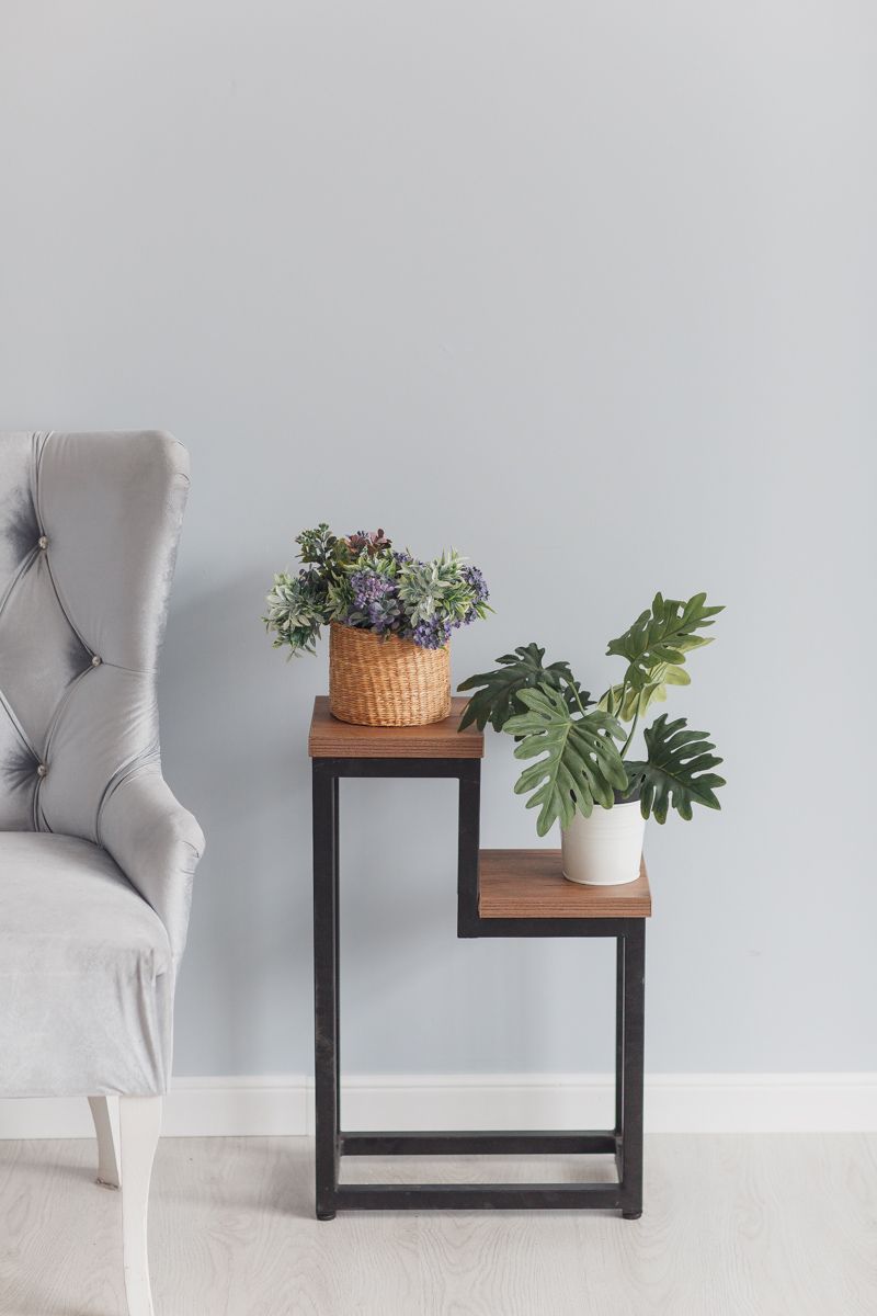 Цветочница Two Step Loft 40х20х60 см, цвет дуб табачный/черный