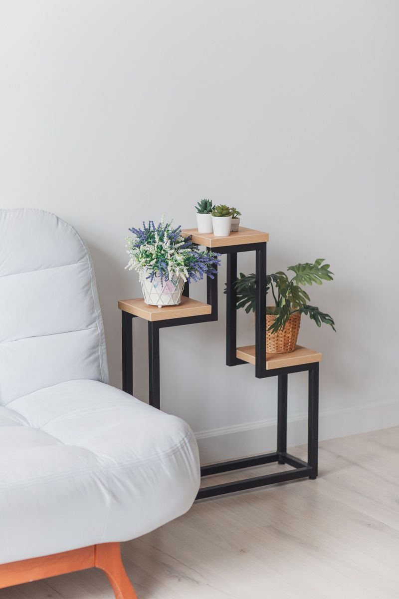 Цветочница Champion Loft 60х20х80 см, цвет дуб золотой/черный