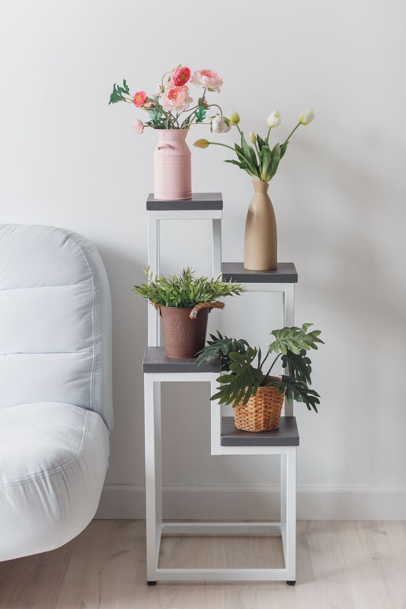 Цветочница 4 Flowers Loft 40х40х100 см, цвет ателье темный/белый