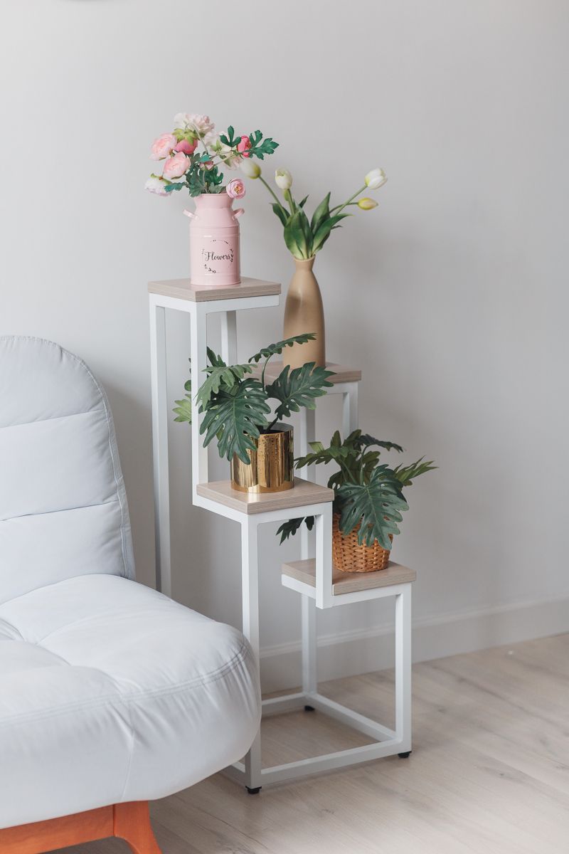 Цветочница 4 Flowers Loft 40х40х100 см, цвет шимо светлый/белый