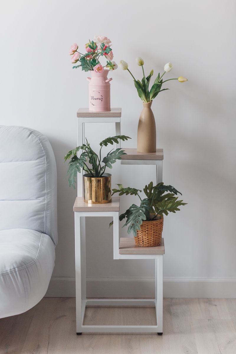 Цветочница 4 Flowers Loft 40х40х100 см, цвет шимо светлый/белый