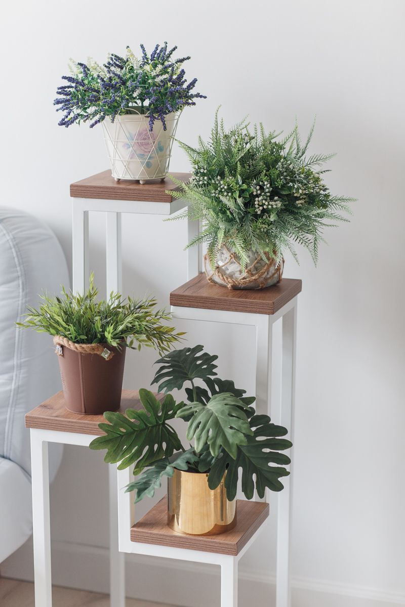 Цветочница 4 Flowers Lof 40х40х100 см, цвет дуб табачный/белый
