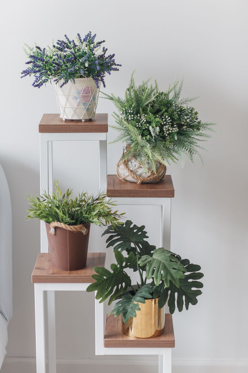 Цветочница 4 Flowers Lof 40х40х100 см, цвет дуб табачный/белый