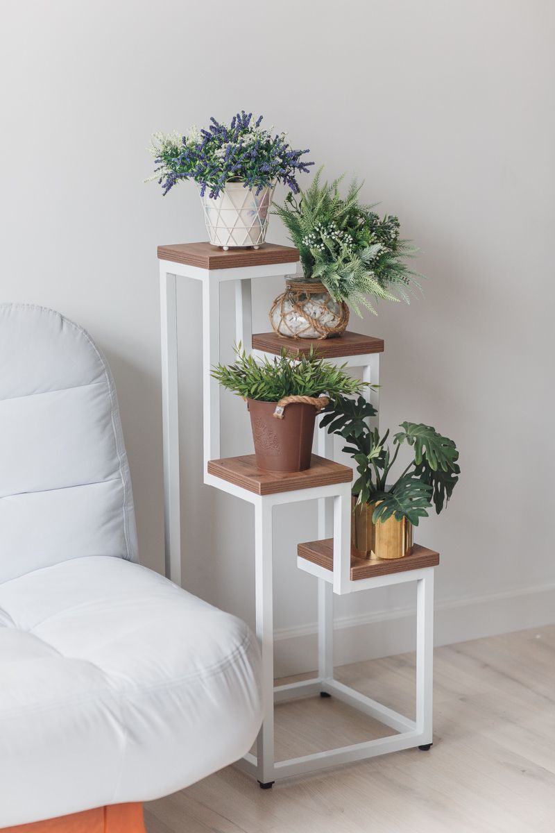 Цветочница 4 Flowers Lof 40х40х100 см, цвет дуб табачный/белый