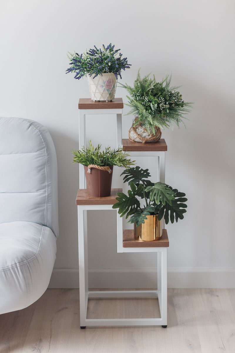 Цветочница 4 Flowers Lof 40х40х100 см, цвет дуб табачный/белый
