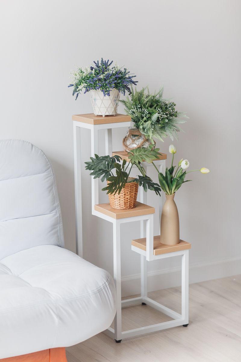 Цветочница 4 Flowers Loft 40х40х100 см, цвет дуб золотой/белый