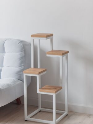 Цветочница 4 Flowers Loft 40х40х100 см, цвет дуб золотой/белый