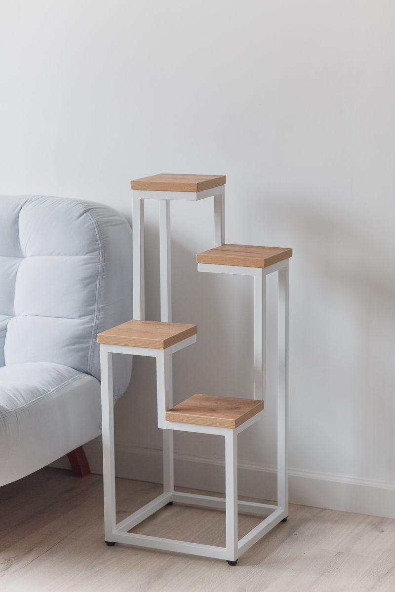 Цветочница 4 Flowers Loft 40х40х100 см, цвет дуб золотой/белый