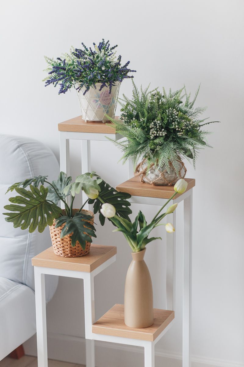 Цветочница 4 Flowers Loft 40х40х100 см, цвет дуб золотой/белый