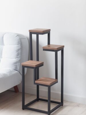 Цветочница 4 Flowers Loft 40х40х100 см, цвет дуб табачный/черный