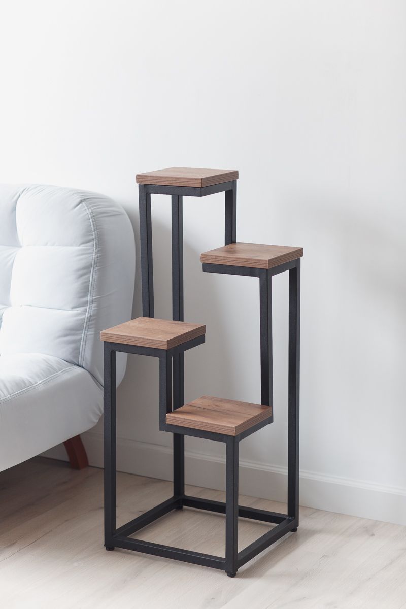 Цветочница 4 Flowers Loft 40х40х100 см, цвет дуб табачный/черный
