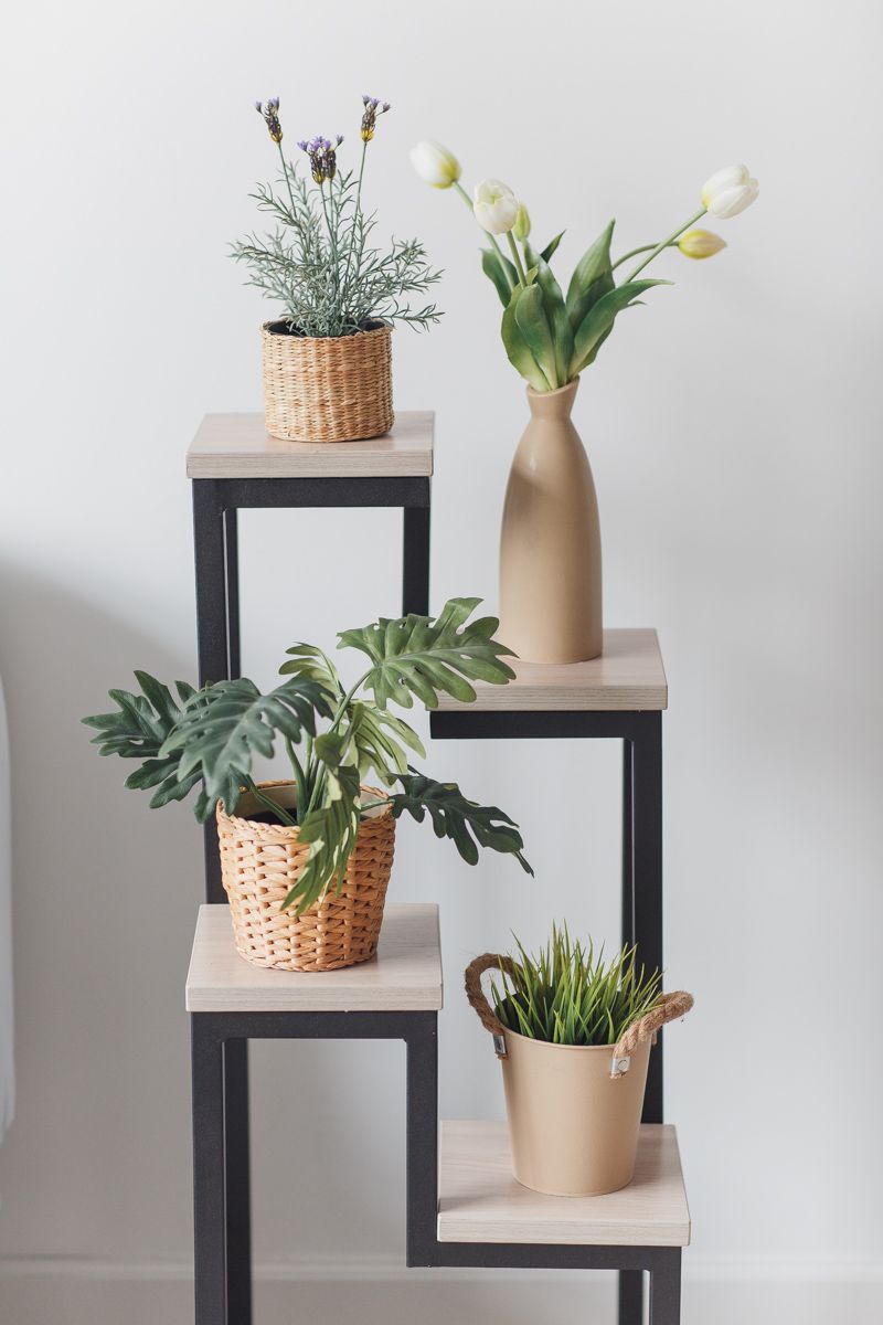 Цветочница 4 Flowers Loft 40х40х100 см, цвет шимо светлый/черный