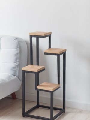 Цветочница 4 Flowers Loft 40х40х100 см, цвет дуб золотой/черный