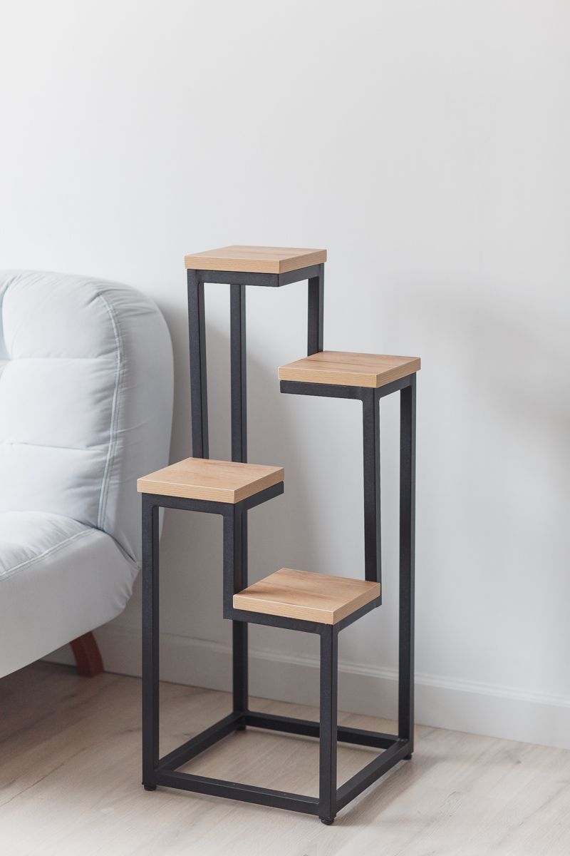 Цветочница 4 Flowers Loft 40х40х100 см, цвет дуб золотой/черный