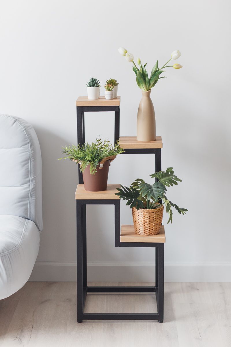 Цветочница 4 Flowers Loft 40х40х100 см, цвет дуб золотой/черный