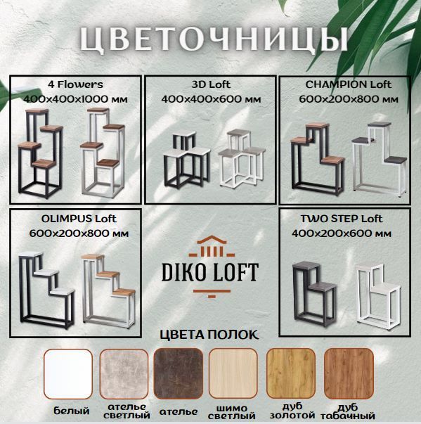 Цветочница Two Step Loft 40х20х60 см, цвет ателье темный/белый